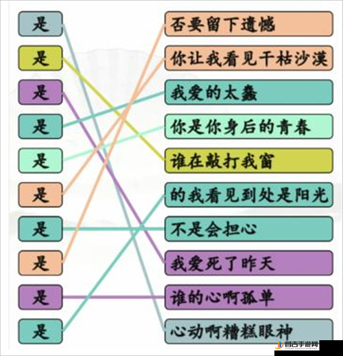 汉字找茬王挑战开朗杨玉环，按顺序连接歌词全解析攻略