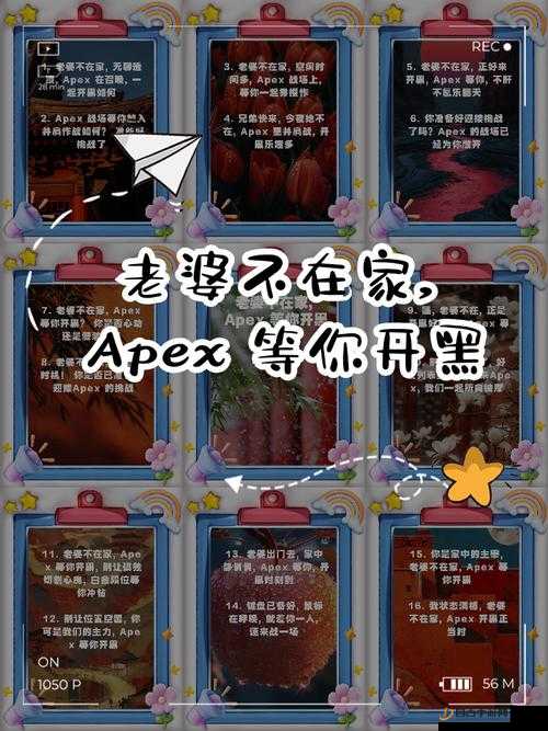 老婆不在家：快来玩 apex兄弟组队开黑，激情对战一触即发